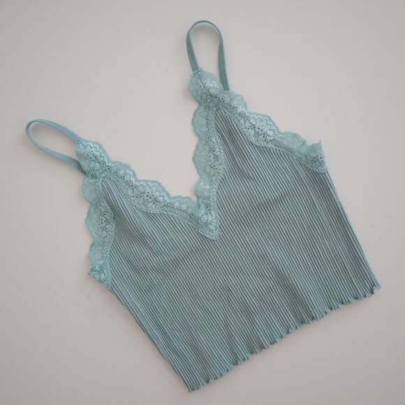 Forever 21 Lace Trim Ribbed Cropped Bralette Tank Top | M - Picture 5 of 5
